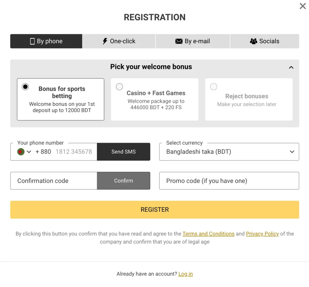 registration at Melbet